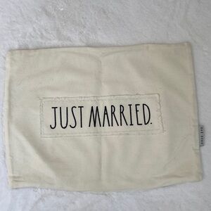 RAE DUNN “Just Married” ivory colored zippered pillow case (19” x 14”)